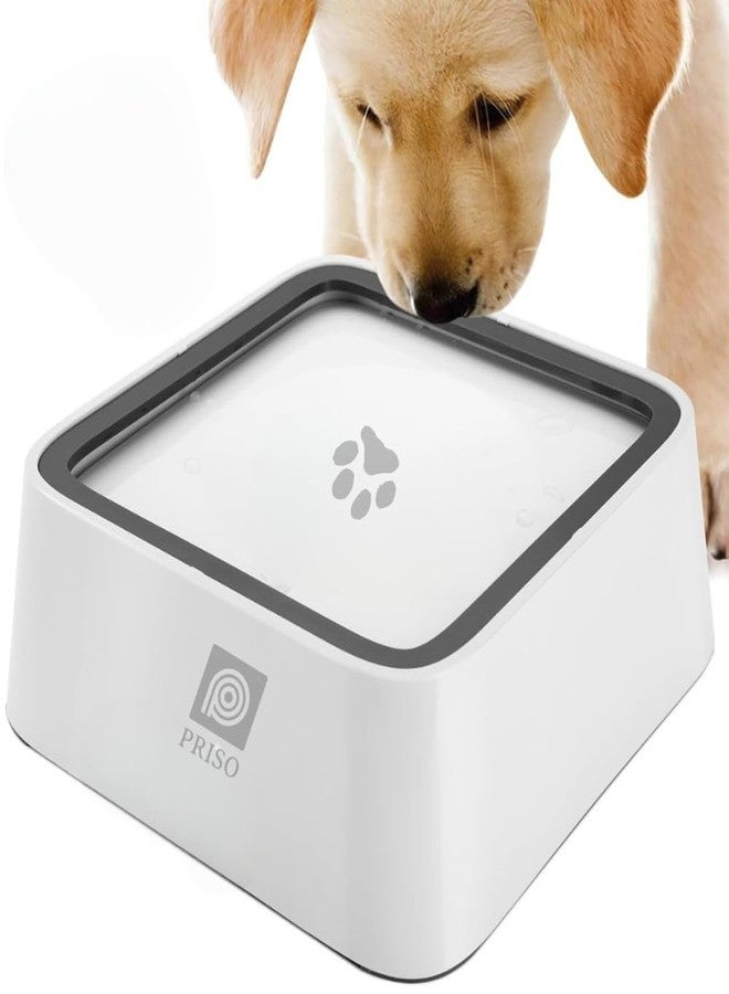 PRISO 1.5L Pet Water Bowl Portable Floating Non-Stick Spout Bowl No Leaking Splash-Free Feeder Pet Water Dispenser BPA Free Dog for Puppy Taveling Bowl. (Whitecolor) - Image 1